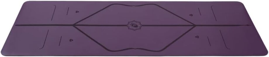 LIFORME Travel Yoga mat – Patented Alignment System, Warrior-Like Grip, Non-Slip, Eco-Friendly, Ultra-Lightweight, Sweat Resistant, Long, Wide and Thick - Purple
