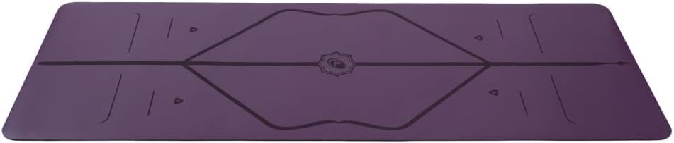 LIFORME Travel Yoga mat – Patented Alignment System, Warrior-Like Grip, Non-Slip, Eco-Friendly, Ultra-Lightweight, Sweat Resistant, Long, Wide and Thick - Purple