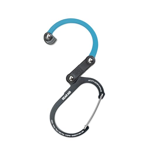 GEAR AID HEROCLIP Carabiner Gear Clip and Hook (Medium) for Camping, Backpack, and Garage Organization, Black and Blue