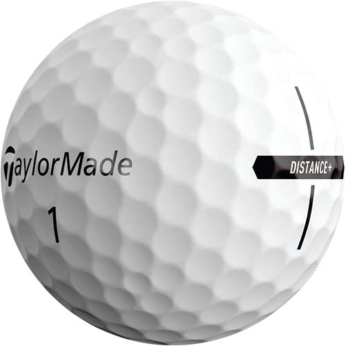 TaylorMade Distance+ Golf Balls, High-Velocity Performance, React Speed Core, Extended Flight Dimple Pattern, 12 Count, White