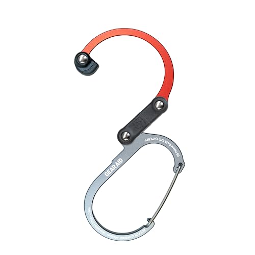 GEAR AID HEROCLIP Carabiner Gear Clip and Hook (Medium) for Camping, Backpack, and Garage Organization, Orange, 1 Pack