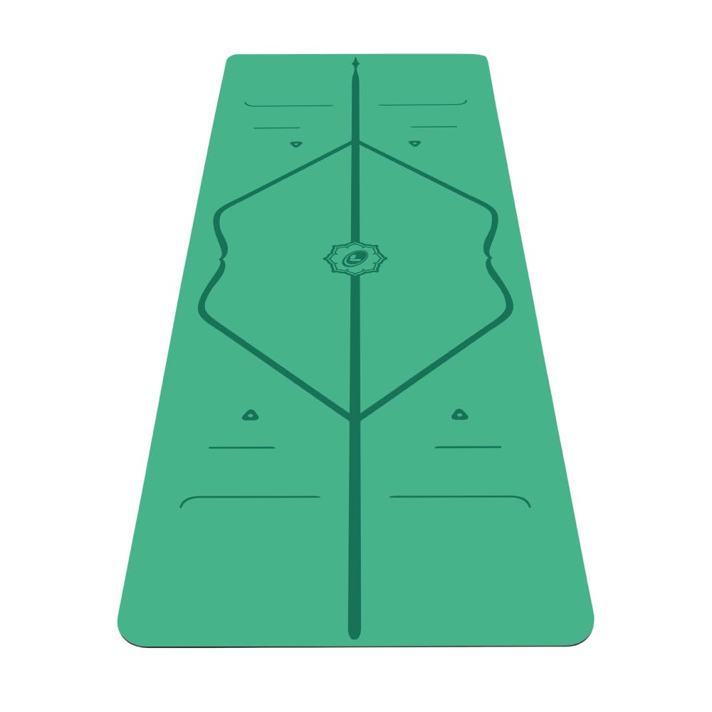 Liforme Original Yoga Mat – Free Yoga Bag Included - Patented Alignment System, Warrior-like Grip, Non-slip, Eco-friendly, sweat-resistant, 4.2mm thick mat for comfort - Green