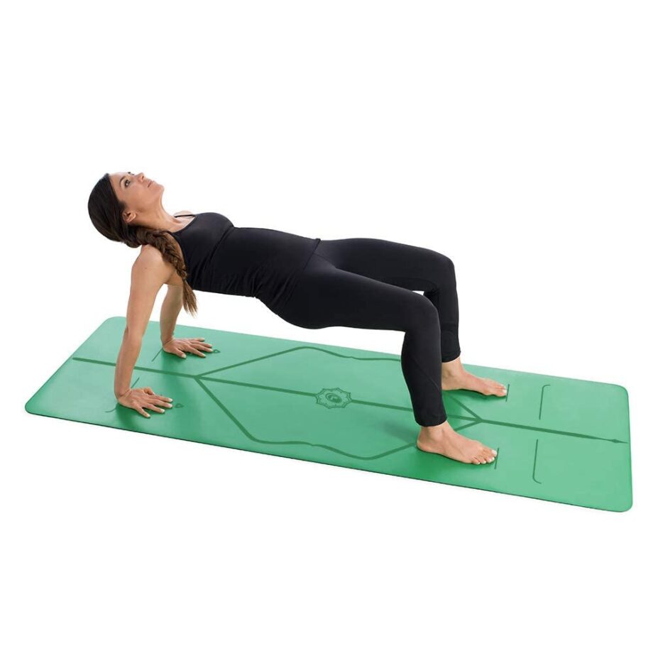 Liforme Original Yoga Mat – Free Yoga Bag Included - Patented Alignment System, Warrior-like Grip, Non-slip, Eco-friendly, sweat-resistant, 4.2mm thick mat for comfort - Green