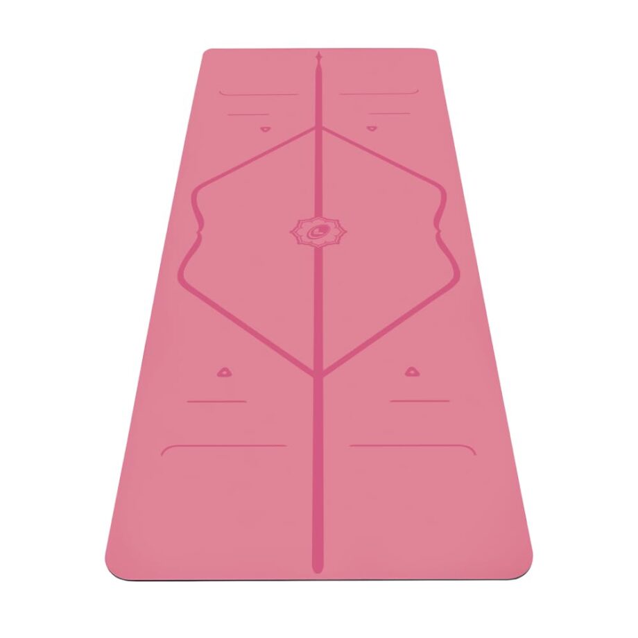 Liforme Original Yoga Mat – Free Yoga Bag Included - Patented Alignment System, Warrior-like Grip, Non-slip, Eco-friendly, sweat-resistant, 4.2mm thick mat for comfort - Pink
