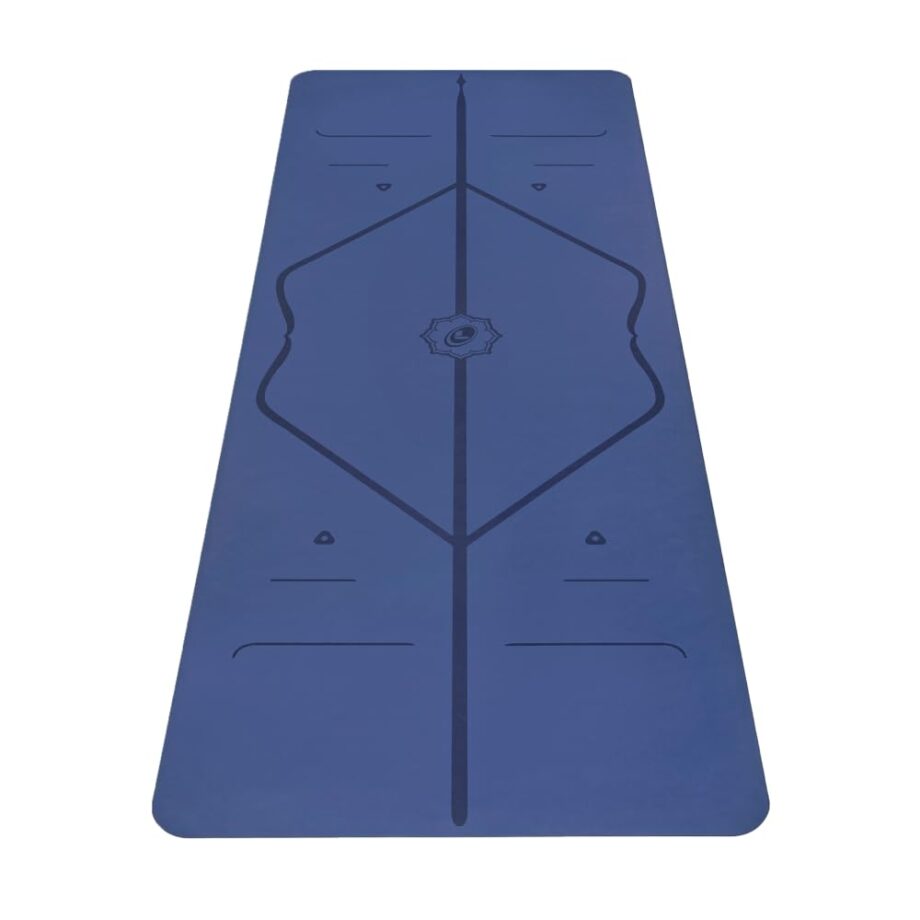 Liforme Original Yoga Mat – Free Yoga Bag, Patented Alignment System, Warrior-like Grip, Non-slip, Eco-friendly and Biodegradable, sweat-resistant, long, wide, 4.2mm thick mat for comfort (Dusk Blue)
