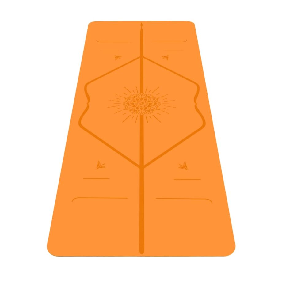 Liforme Travel Yoga mat – Free Yoga Bag, Patented Alignment System, Warrior-like Grip, Non-slip, Eco-friendly and Biodegradable, Ultra-lightweight, Sweat resistant, Long, Wide and Thick (Orange)