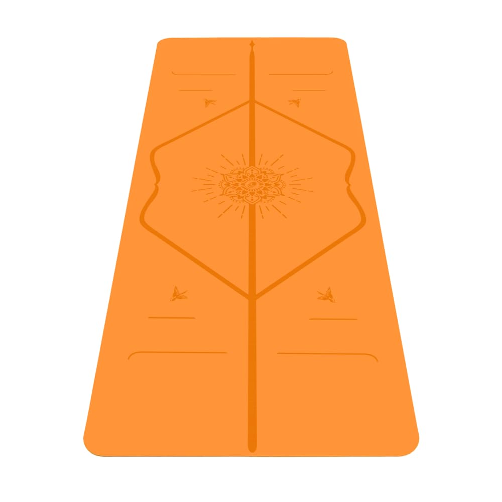 Liforme Travel Yoga mat – Free Yoga Bag, Patented Alignment System, Warrior-like Grip, Non-slip, Eco-friendly and Biodegradable, Ultra-lightweight, Sweat resistant, Long, Wide and Thick (Orange)