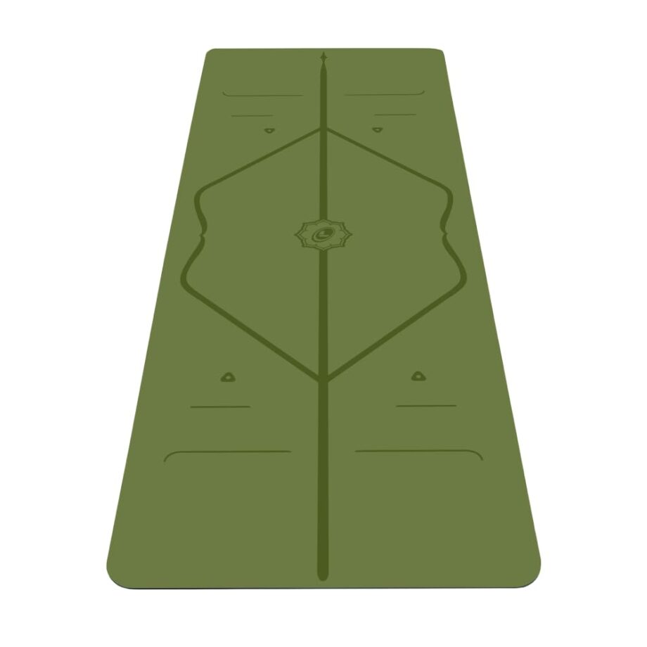 Liforme Original Yoga Mat – Free Yoga Bag Included - Patented Alignment System, Warrior-like Grip, Non-slip, Eco-friendly, sweat-resistant, 4.2mm thick mat for comfort - Olive