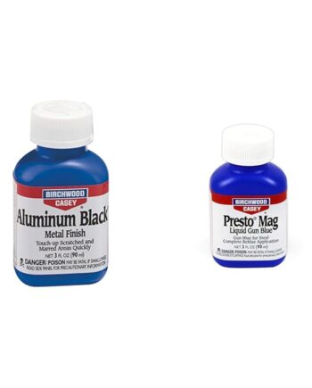 Birchwood Casey Aluminum Black Touch-Up 3 Oz & Presto Mag Liquid Gun Blue for Steel Complete Reblue Application, Gun Maintenance and Preservation, 3 Ounce (90ml)