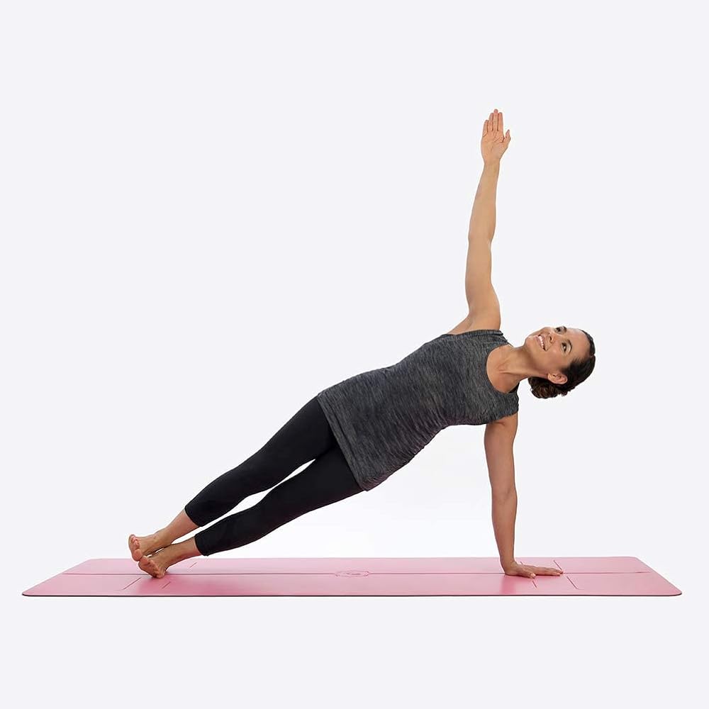 Liforme Original Yoga Mat – Free Yoga Bag Included - Patented Alignment System, Warrior-like Grip, Non-slip, Eco-friendly, sweat-resistant, 4.2mm thick mat for comfort - Pink