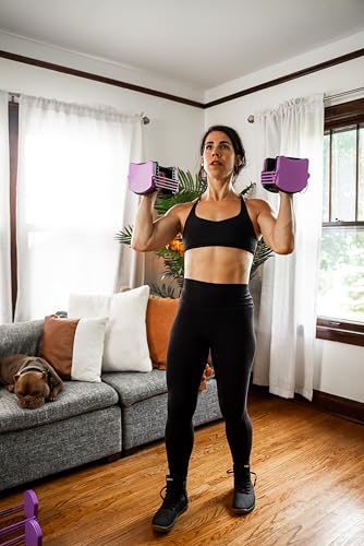 PowerBlock Sport 24 Adjustable Dumbbells, Sold in Pairs, 3-24 lb. Dumbbells, Durable Steel Build, Innovative At Home Workout Equipment, All-in-One Exercise Dumbbells, Strength Training, Lavender