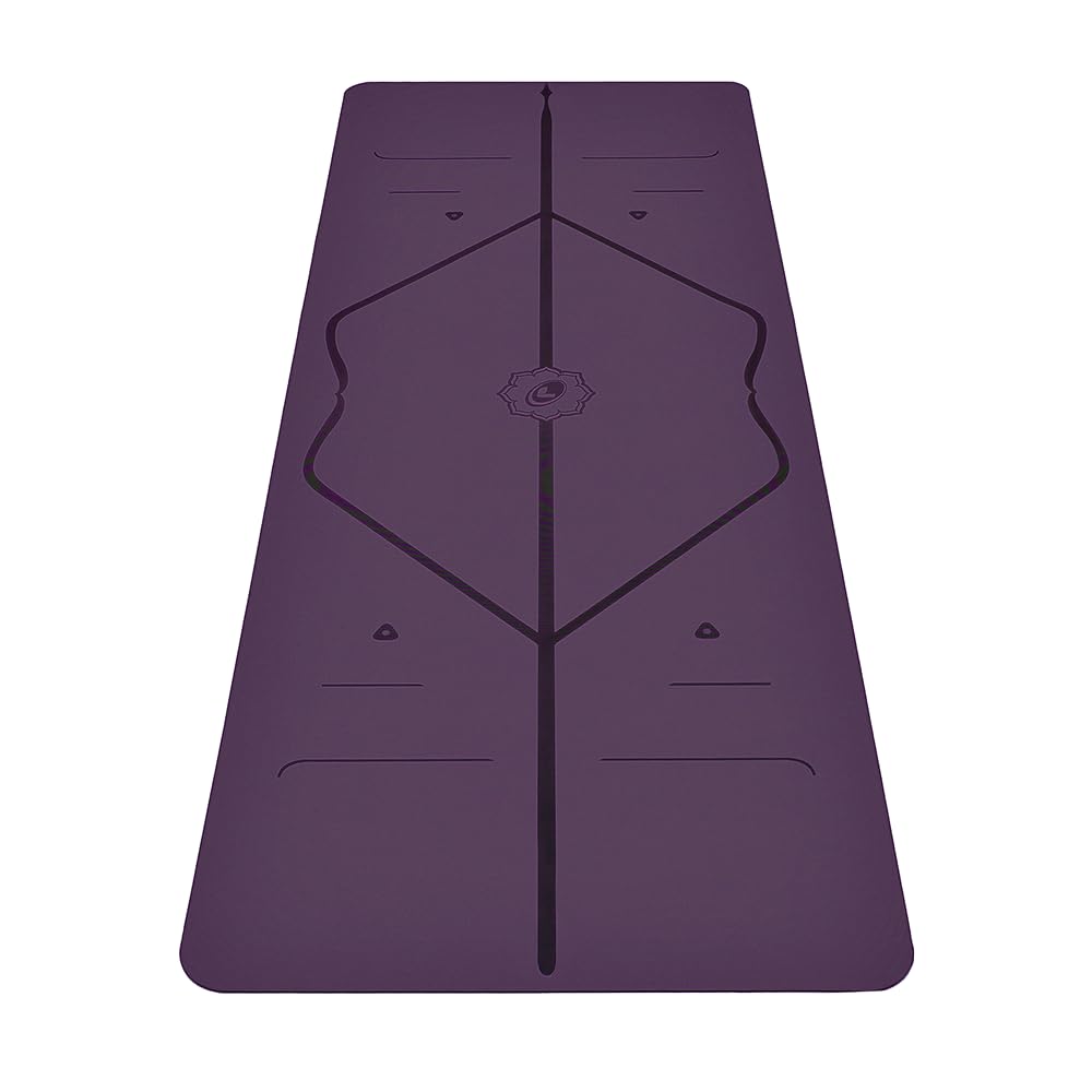 Liforme Original Yoga Mat – Free Yoga Bag Included - Patented Alignment System, Warrior-like Grip, Non-slip, sweat-resistant, 4.2mm thick mat for comfort - Purple