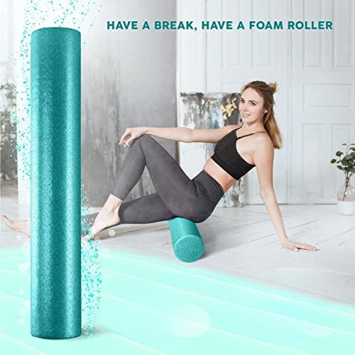 Yes4All High Density Foam Roller for Back, Variety of Sizes & Colors for Yoga, Pilates - Turquoise - 18 Inches