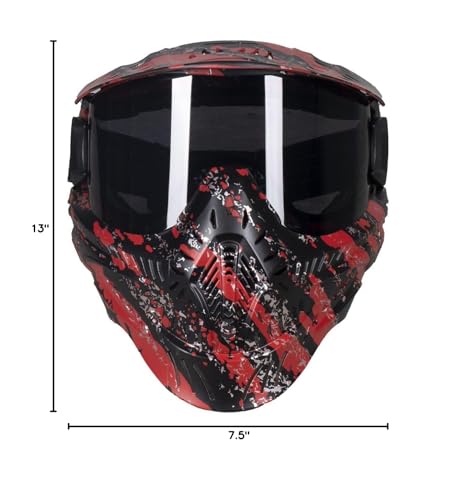 HK Army HSTL Goggle Paintball Airsoft Mask with Anti Fog Thermal Lens (Fracture Black/Red/Smoke Lens)