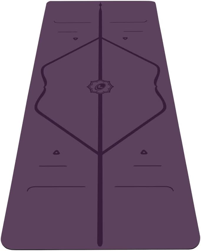 LIFORME Travel Yoga mat – Patented Alignment System, Warrior-Like Grip, Non-Slip, Eco-Friendly, Ultra-Lightweight, Sweat Resistant, Long, Wide and Thick - Purple