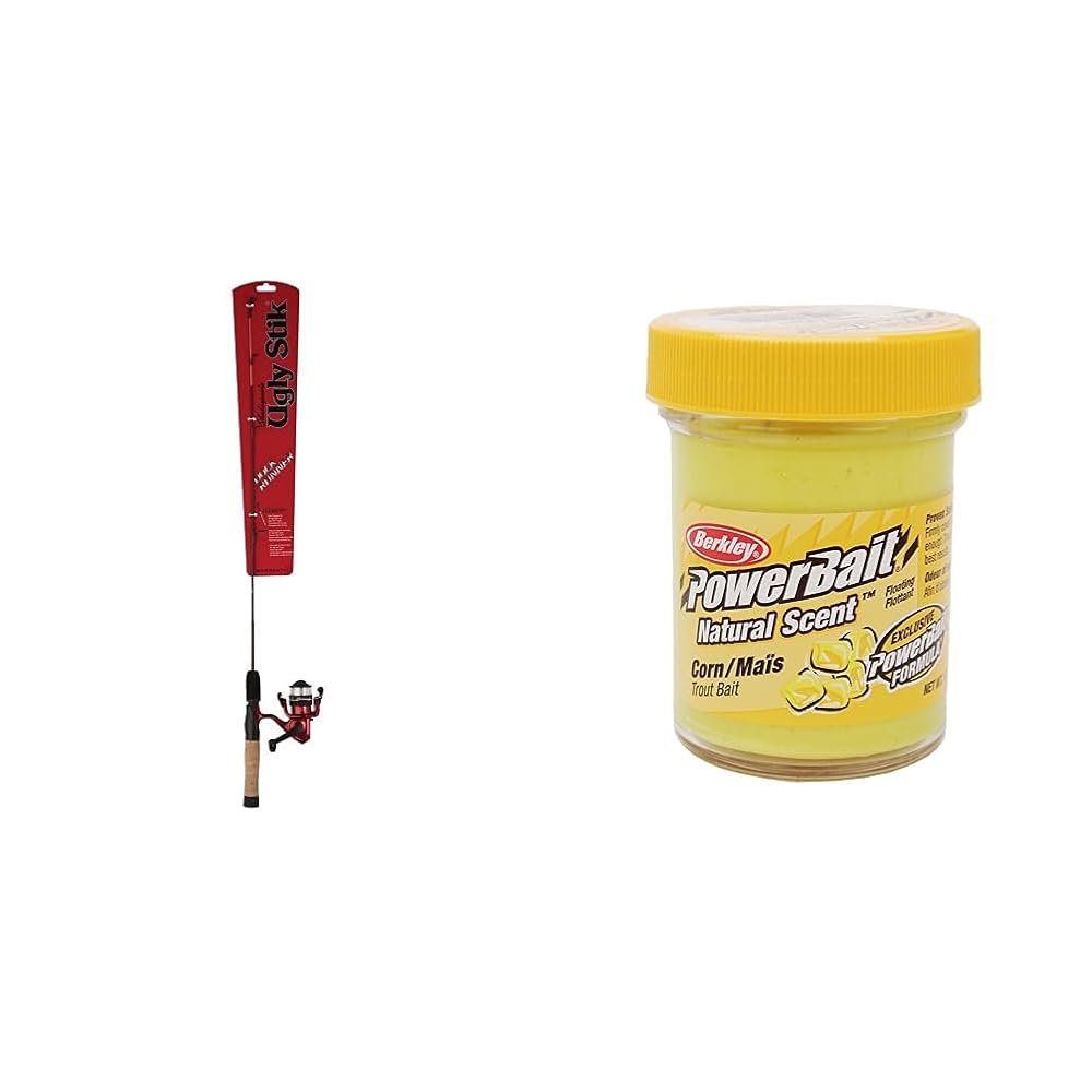 Ugly Stik Dock Runner Fishing Rod and Reel Combo and Berkley PowerBait Natural Scent Trout Bait