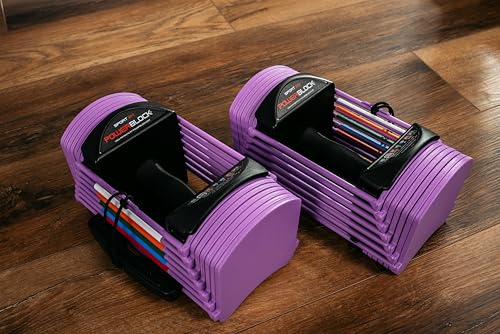 PowerBlock Sport 24 Adjustable Dumbbells, Sold in Pairs, 3-24 lb. Dumbbells, Durable Steel Build, Innovative At Home Workout Equipment, All-in-One Exercise Dumbbells, Strength Training, Lavender