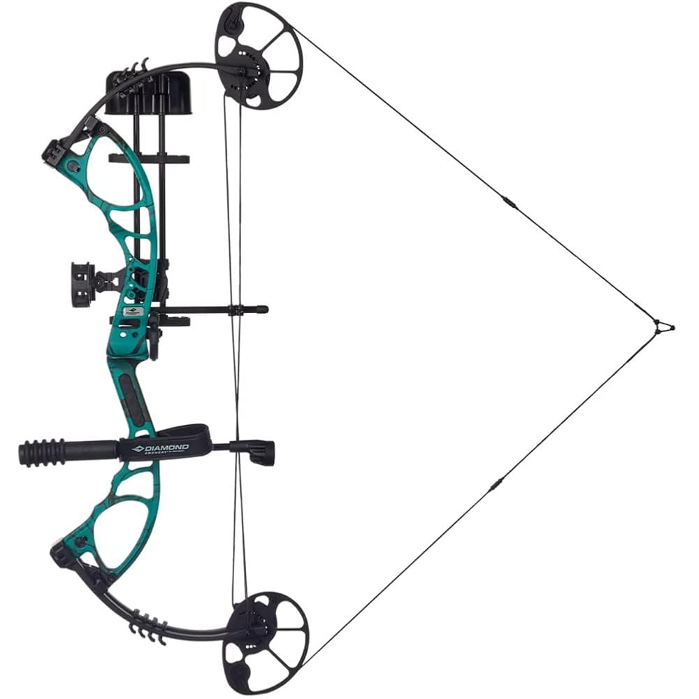 DIAMOND ARCHERY Edge XT Adjustable Accurate Stable Fully Accessorized Versatile Compound Hunting Bow, Teal Country Roots, Left Hand
