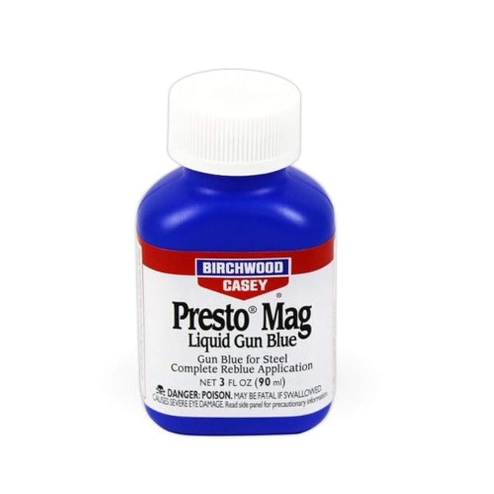 Birchwood Casey Aluminum Black Touch-Up 3 Oz & Presto Mag Liquid Gun Blue for Steel Complete Reblue Application, Gun Maintenance and Preservation, 3 Ounce (90ml)