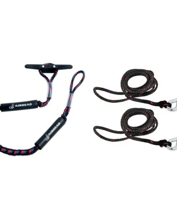 AIRHEAD AHDL-4 Bungee Dockline 4 Feet, Black/Blue/Red & Extreme Max 3006.6634 PWC 7' Dock Line with Zinc-Plated Snap Hook - Value 2-Pack