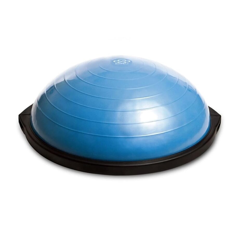 Bosu Balance Ball Exercise Trainer, Home Gym Equipment w/ Guided Workouts & Pump, 26", Blue - Inflatable Fitness Platform for Strength Training, Standing, Balancing, and Core Workout