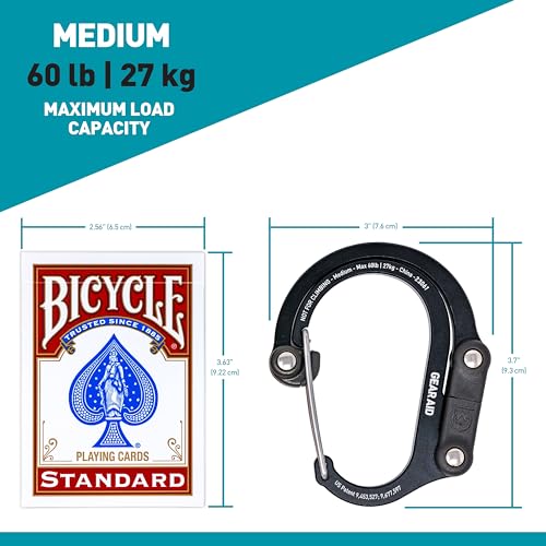 GEAR AID HEROCLIP Carabiner Gear Clip and Hook (Medium) for Camping, Backpack, and Garage Organization, Blue Steel, 2 Pack