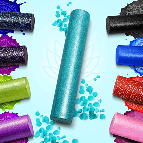 Yes4All High Density Foam Roller for Back, Variety of Sizes & Colors for Yoga, Pilates - Turquoise - 18 Inches