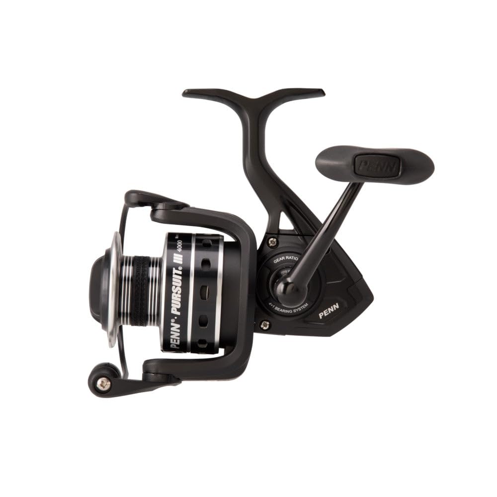 PENN Pursuit III Inshore Spinning Fishing Reel, Size 3000, Corrosion-Resistant Graphite Body and Line Capacity Rings, Machined Aluminum Superline Spool, HT-100 Drag System,Black/Silver