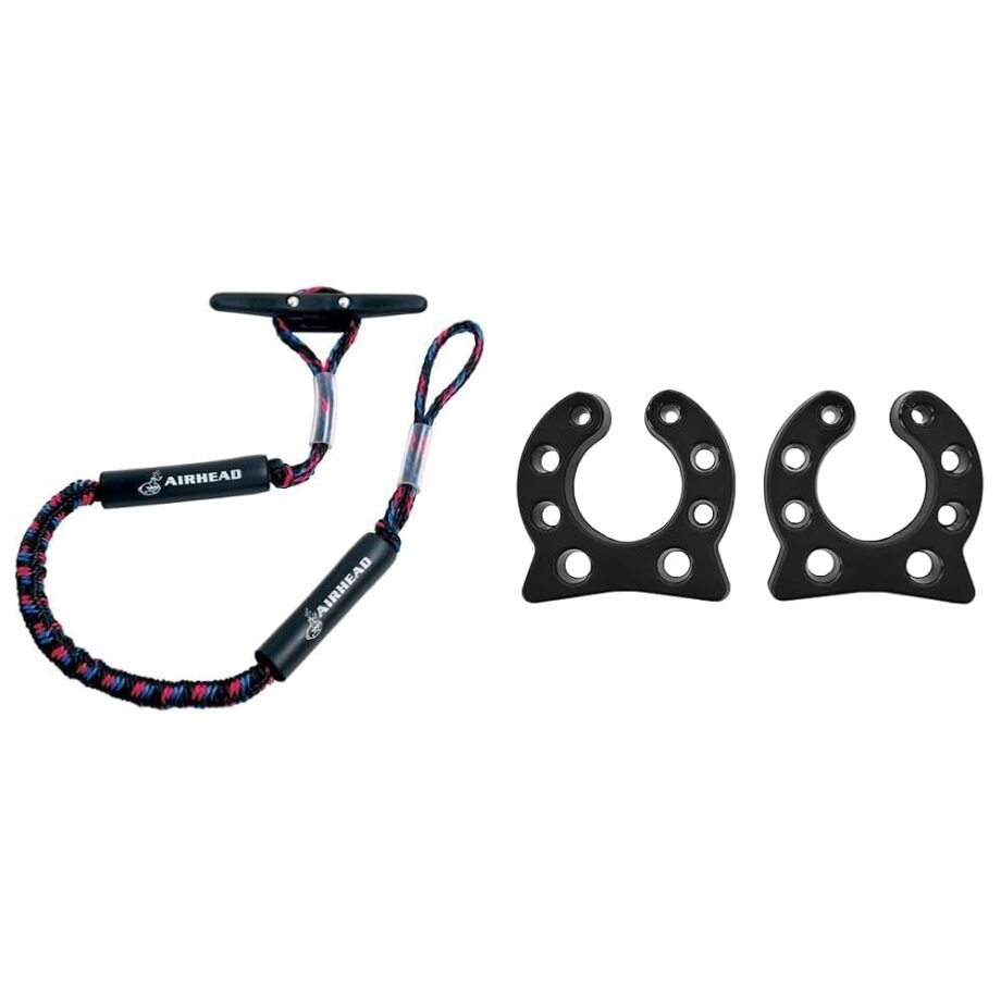 AIRHEAD 4' Bungee Dockline and SuperStick Urethane Pole Storage Clips, 5/8" - 3/4", Black, 2 Pack