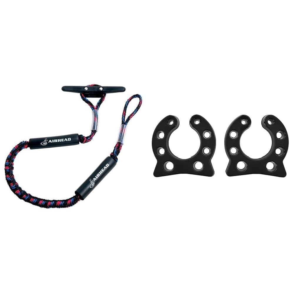 AIRHEAD 4' Bungee Dockline and SuperStick Urethane Pole Storage Clips, 5/8" - 3/4", Black, 2 Pack
