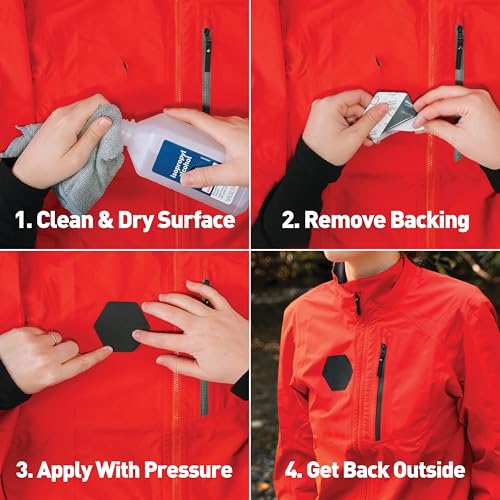 GEAR AID Tenacious Tape Hex 2.5” and 1.5” Shapes, Micro-Ripstop Outdoor Fabric Repair Patches, Peel-and-Stick to Fix Holes and Burns in Down Jackets, Rain Gear, Tents, Tarps, Orange, 8 Patches