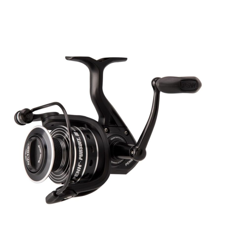 PENN Pursuit III Inshore Spinning Fishing Reel, Size 3000, Corrosion-Resistant Graphite Body and Line Capacity Rings, Machined Aluminum Superline Spool, HT-100 Drag System,Black/Silver