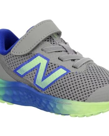New Balance Kids Fresh Foam Arishi V4 Hook & Loop Running Shoe, Slate Grey/Blue Gemstone/Lime Leaf, 7 US Unisex Toddler