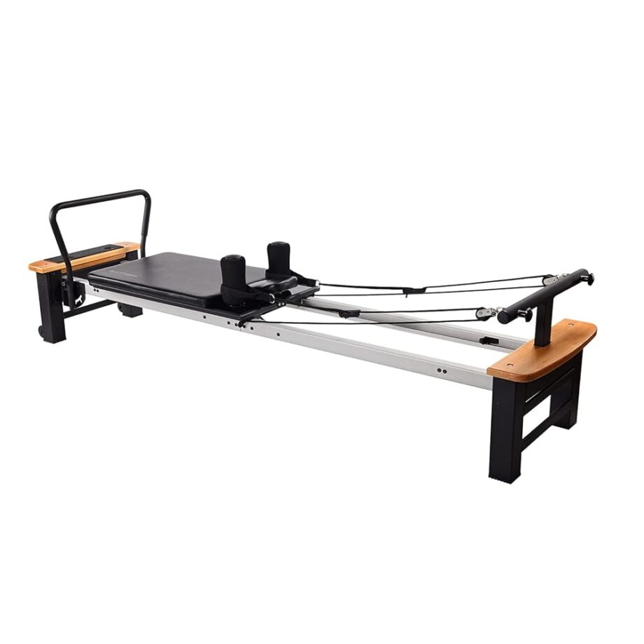 Stamina Whole Body Resistance Padded Pilates Reformer Workout System with 4 Intensity Bands for At Home Workouts, Black