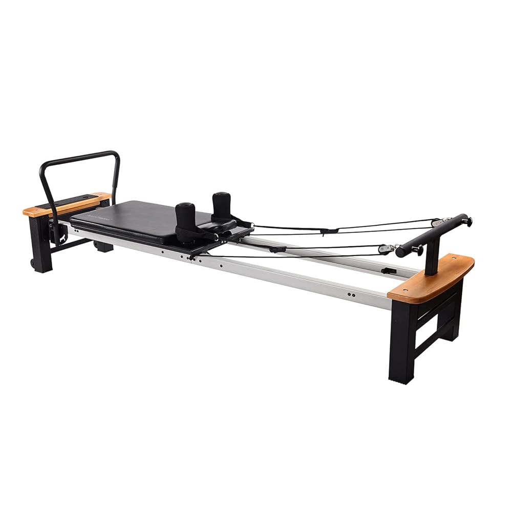 Stamina Whole Body Resistance Padded Pilates Reformer Workout System with 4 Intensity Bands for At Home Workouts, Black