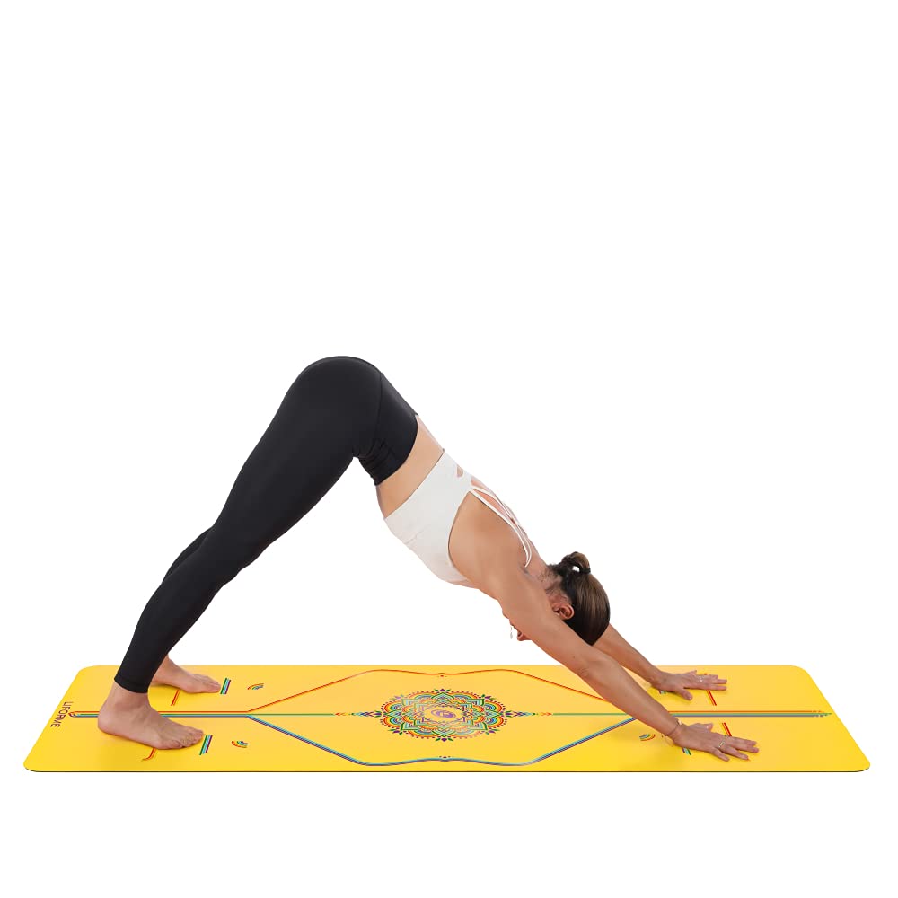 Liforme Printed Travel Yoga mat – Free Yoga Bag, Patented Alignment System, Warrior-like Grip, Non-slip, Eco-friendly and Biodegradable, Ultra-lightweight, Sweat resistant, Long, Wide and Thick