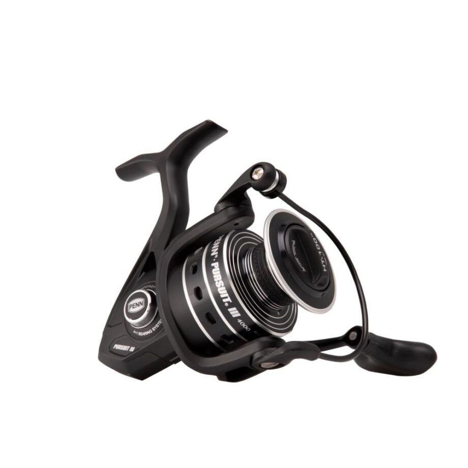 PENN Pursuit III Inshore Spinning Fishing Reel, Size 3000, Corrosion-Resistant Graphite Body and Line Capacity Rings, Machined Aluminum Superline Spool, HT-100 Drag System,Black/Silver