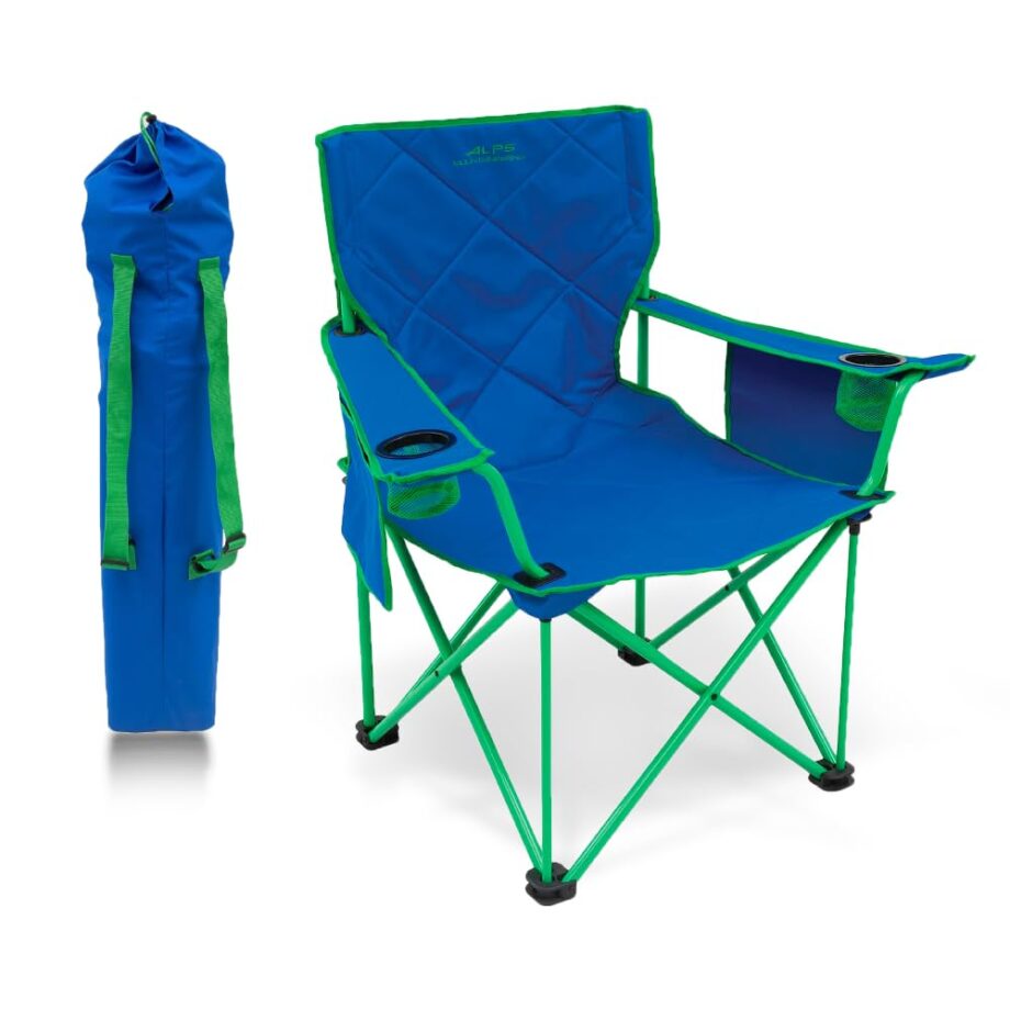 ALPS Mountaineering King Kong Camping Chairs for Adults with Mesh Cup Holders and Pockets, Built Durable and Reliable with Compact Foldable Steel Frame, Blue/Green