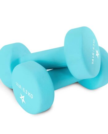 Yes4All Non-Slip, Hexagon Neoprene Dumbbells – 14lbs Neoprene Dumbbell Set for Muscle Toning, Strength Building, Weight Loss (Light Blue - Pair)