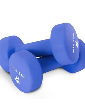 Yes4All Non-Slip, Hexagon Neoprene Dumbbells – 12lbs Neoprene Dumbbell Set for Muscle Toning, Strength Building, Weight Loss (Vivid Dark Blue - Pair)