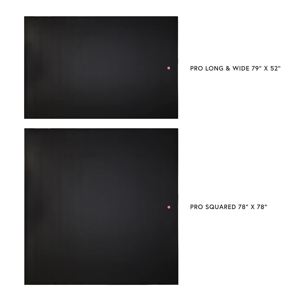 Manduka PRO Long & Wide Yoga Mat 79" - 6mm Lifetime Durability Hygienic Construction Premium Studio Quality XL for More Practice Space 79 x 52 inches Black