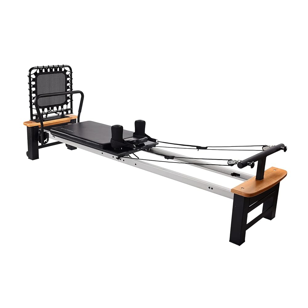 Stamina Whole Body Resistance Padded Pilates Reformer Workout System with 4 Intensity Bands for At Home Workouts, Black