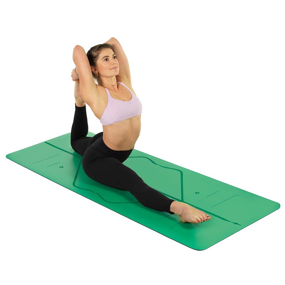 Liforme Original Yoga Mat – Free Yoga Bag Included - Patented Alignment System, Warrior-like Grip, Non-slip, Eco-friendly, sweat-resistant, 4.2mm thick mat for comfort - Green