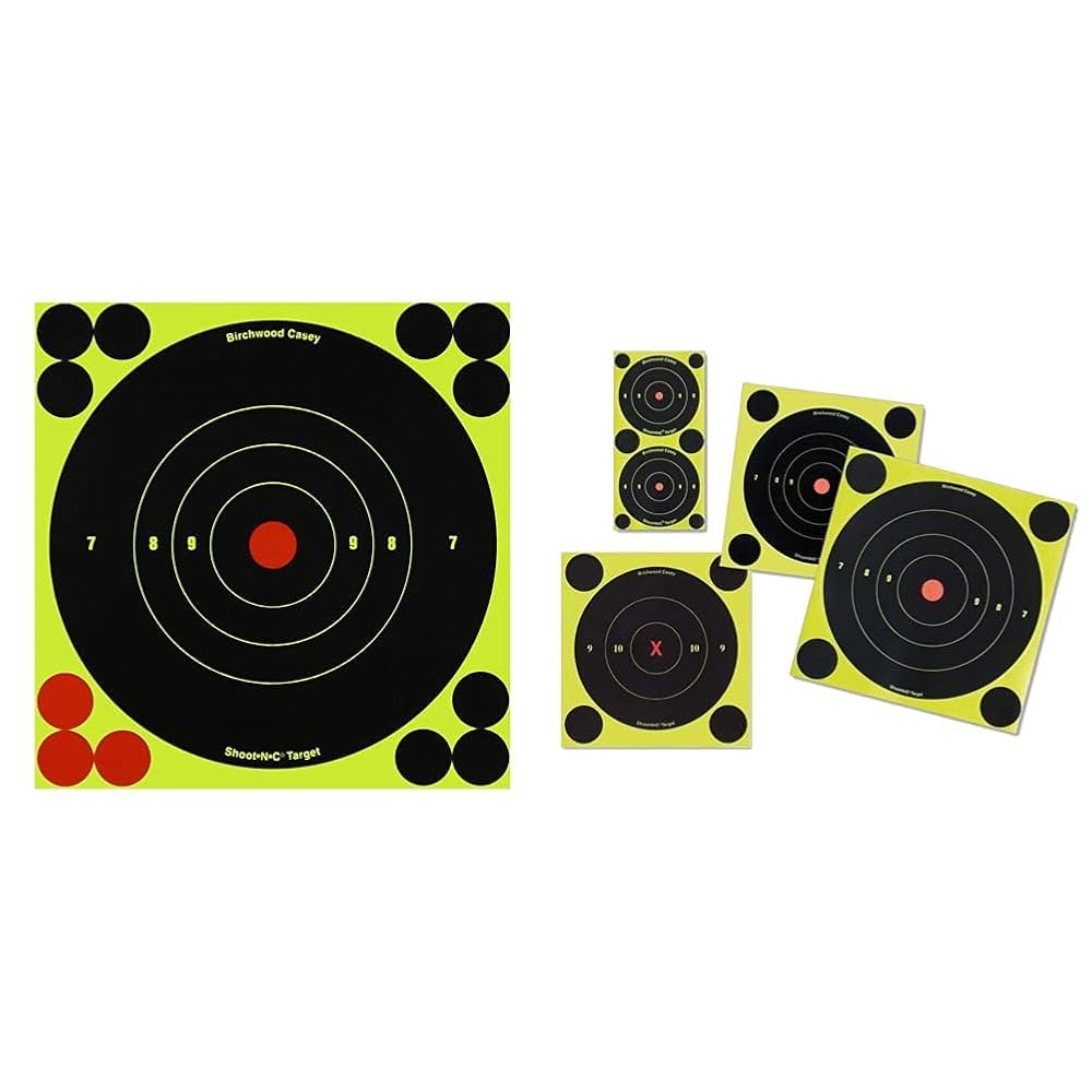 Birchwood Casey Shoot-N-C 6-Inch Round Target (60 Sheet Pack) & Shoot-N-C 3 Inch Round 240 Targets 600 Pasters
