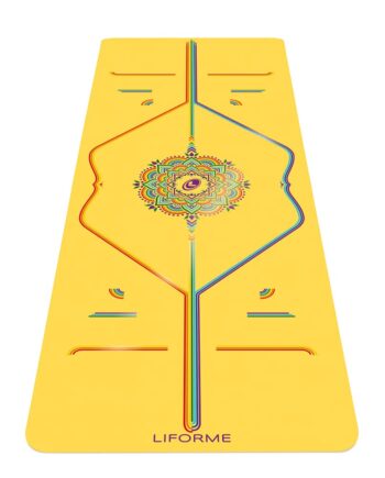 Liforme Printed Travel Yoga mat – Free Yoga Bag, Patented Alignment System, Warrior-like Grip, Non-slip, Eco-friendly and Biodegradable, Ultra-lightweight, Sweat resistant, Long, Wide and Thick