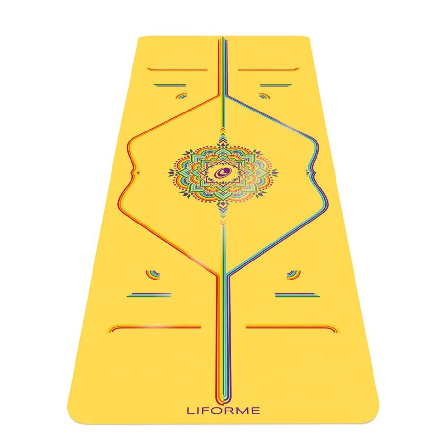 Liforme Printed Travel Yoga mat – Free Yoga Bag, Patented Alignment System, Warrior-like Grip, Non-slip, Eco-friendly and Biodegradable, Ultra-lightweight, Sweat resistant, Long, Wide and Thick