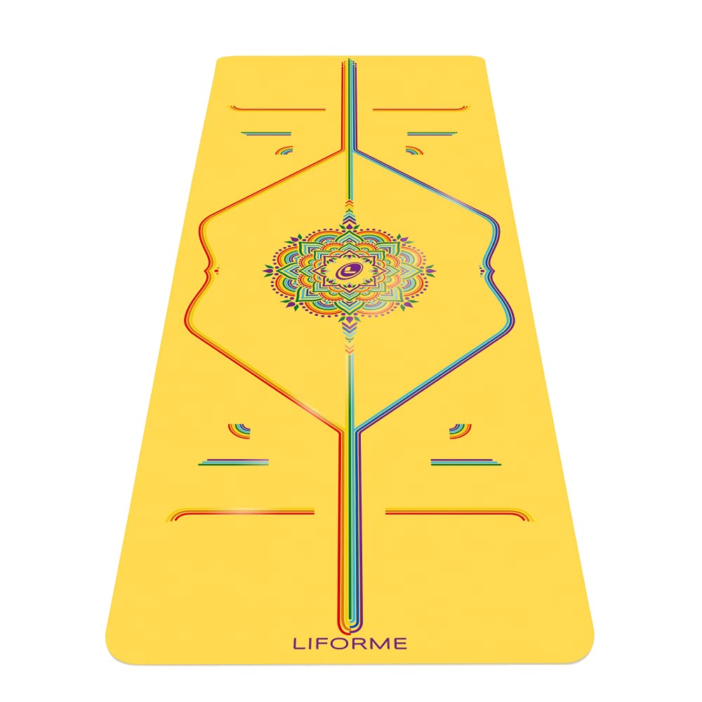 Liforme Printed Travel Yoga mat – Free Yoga Bag, Patented Alignment System, Warrior-like Grip, Non-slip, Eco-friendly and Biodegradable, Ultra-lightweight, Sweat resistant, Long, Wide and Thick