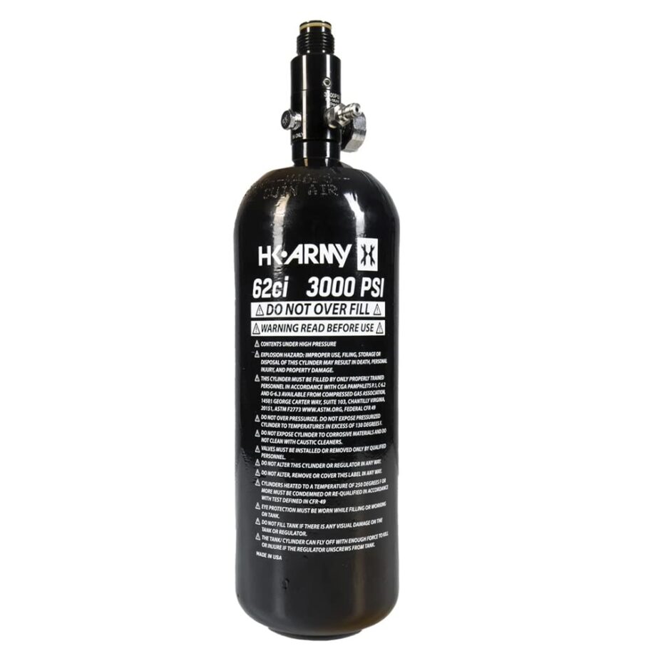 HK Army 62ci/3000psi Aluminum Compressed Air HPA Tank - Refillable High Pressure System for Paintball & Airsoft Gear - Black