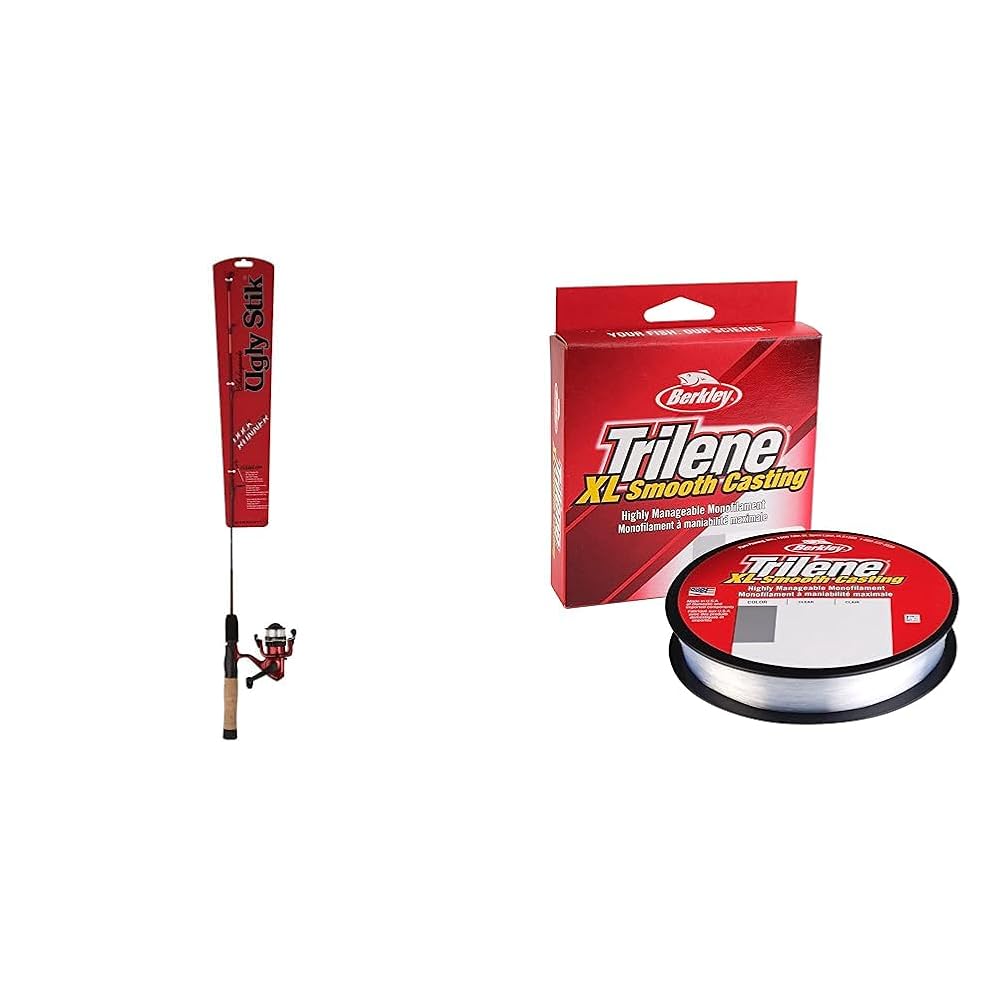 Ugly Stik Dock Runner Spinning Reel and Fishing Rod Combo & Berkley Trilene® XL®, Clear, 6lb | 2.7kg, 330yd | 301m Monofilament Fishing Line, Suitable for Freshwater Environments