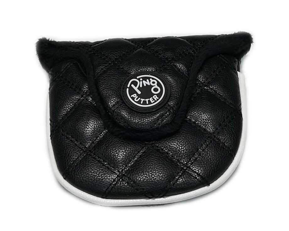 Ping Universal Quilted Premium Leather Black Mallet Round Putter Headcover, Magnet Closure